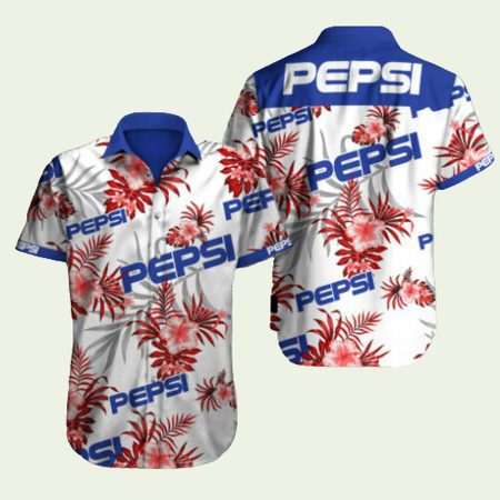 Pepsi Logo Red Hibiscus Flower Hawaiian Shirt