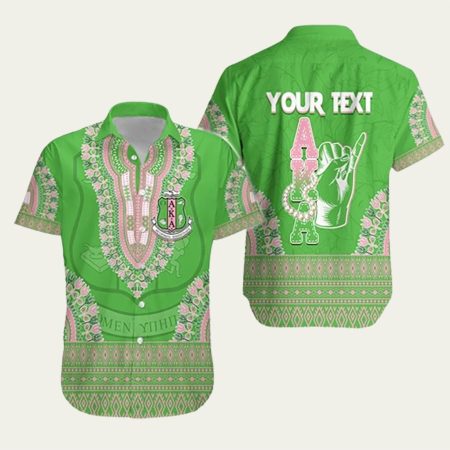 Personalized Alpha Kappa Alpha Green Pattern Hawaiian Shirt