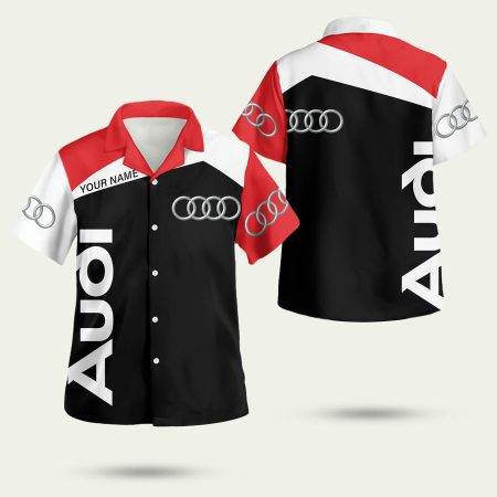 Personalized Audi Car Black And White Hawaiian Shirt Shirt