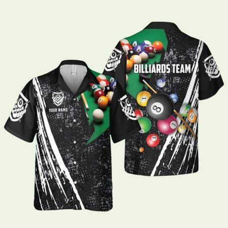 Personalized Billiards Team Brush Pattern Hawaiian Shirt