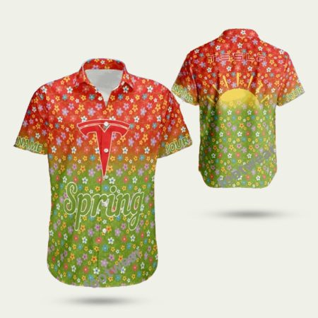 Personalized Car Racing Tesla Hawaiian Shirt