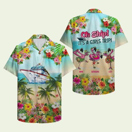 Cruise Flamingo Oh Ship Its A Girls Trip Hawaiian Shirt