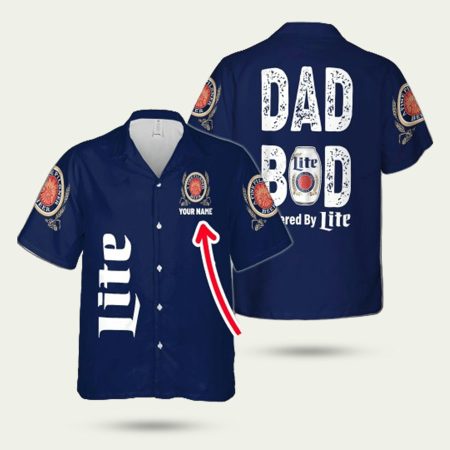 Personalized Dad Bod Powered By Miller Lite Hawaiian Shirt