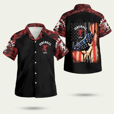 Personalized Fireball American Flag Name Hawaiian Shirt Shirt