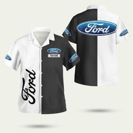 Personalized Ford Car Black And White Hawaiian Shirt