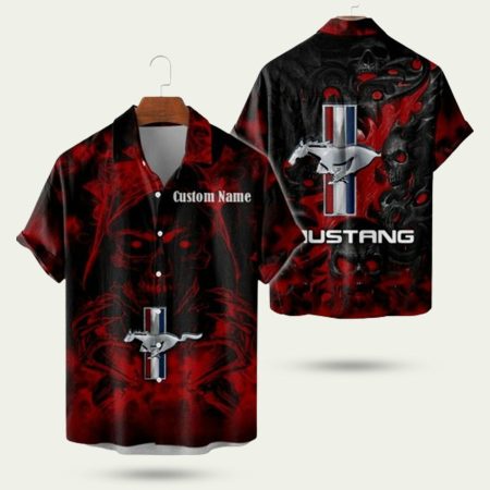 Ford Mustang Grim Reaper Skull Hawaiian Shirt
