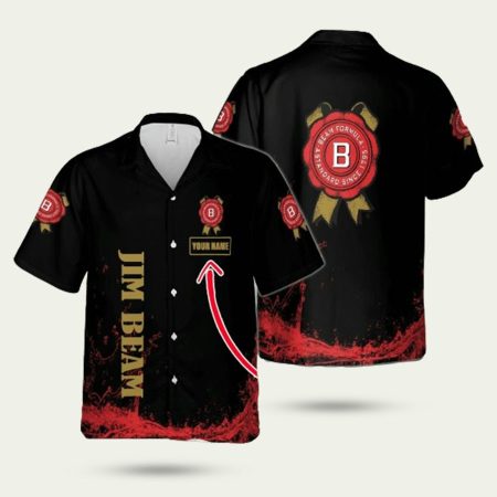 Personalized Jim Beam Logo Black Pattern Hawaiian Shirt