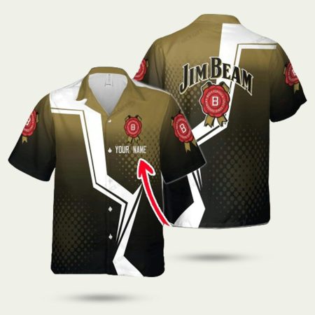 Personalized Jim Beam Logo Halftone Brown Hawaiian Shirt