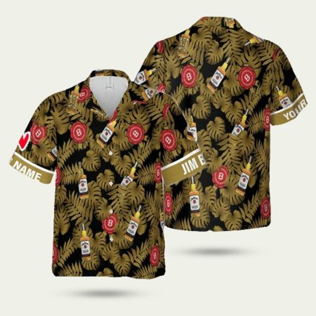 Jim Beam Whiskey Floral Hawaiian Shirt