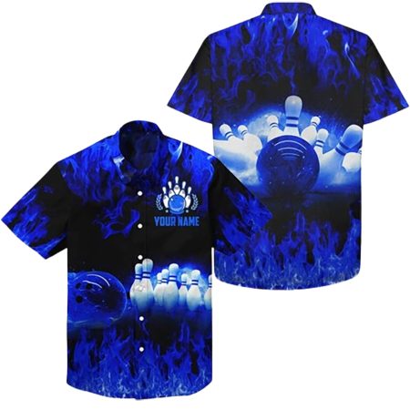 Personalized Men Bowling Team Button Up Bowling Hawaiian Shirt