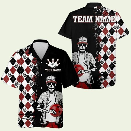 Personalized Argyle Bowling Pattern Bowler Team Hawaiian Shirt