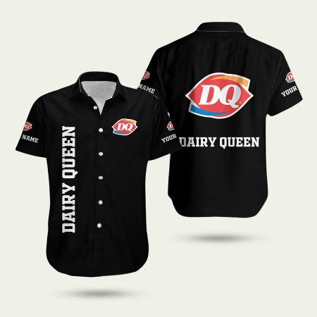 Personalized Dairy Queen Logo Black Pattern Hawaiian Shirt