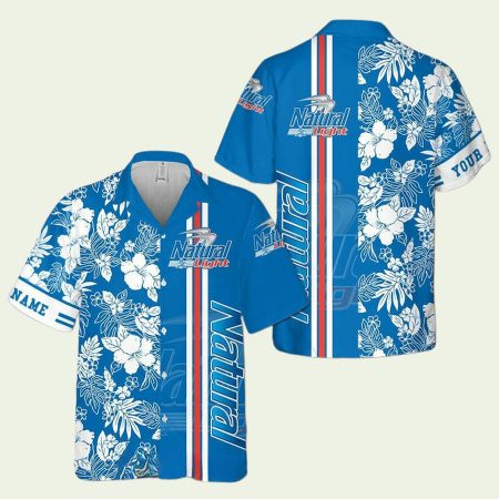Natural Light Tropical Blue Pattern Hawaiian Shirt