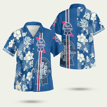 Personalized Pabst Blue Ribbon Bright Blue Hawaiian Shirt Shirt
