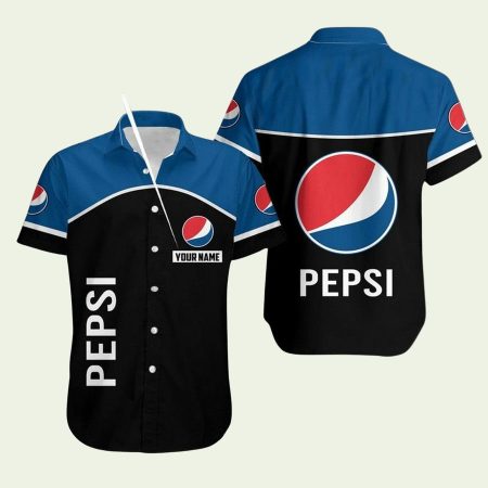 Personalized Pepsi Logo Black And Blue Pattern Hawaiian Shirt