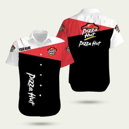 Personalized pizza hut logo Black White And Red hawaiian shirt