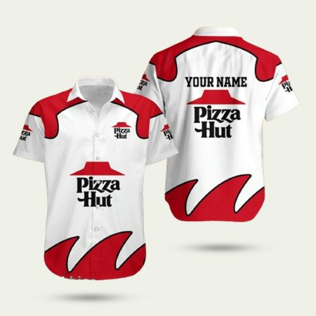 Personalized pizza hut white and red beach hawaiian shirt