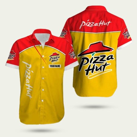 Personalized pizza hut yellow pattern hawaiian shirt