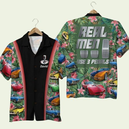 Real Men Use 3 Pedals Hawaiian Shirt