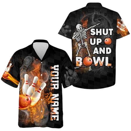 Personalized Shut Up And Bowl Funny Bowling Hawaiian Shirt