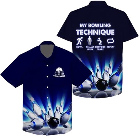 Personalized Skull My Bowling Technique Funny Bowling Hawaiian Shirt