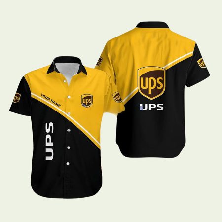 Ups Logo Black And Yellow Hawaiian Shirt