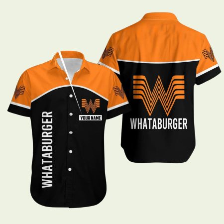 Personalized Whataburger Logo Black And Orange Hawaiian Shirt