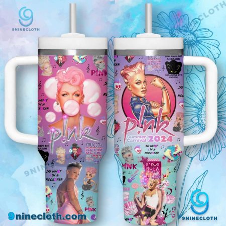 Pink Summer Carnival 2024 Music Pattern 40oz Tumbler With Handle HG