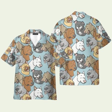 Pitbull Dogs Face Funny Beach Hawaiian Shirt