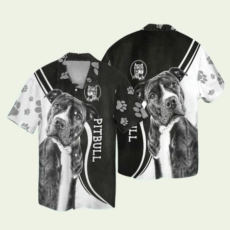 Pitbull Lover With Paw Pattern Retro Hawaiian Shirt
