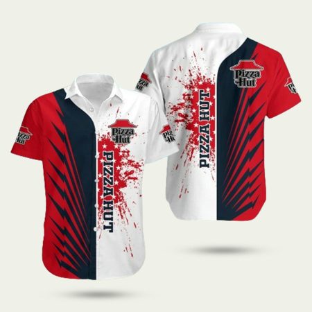 Pizza Hut Brush Pattern Hawaiian Shirt