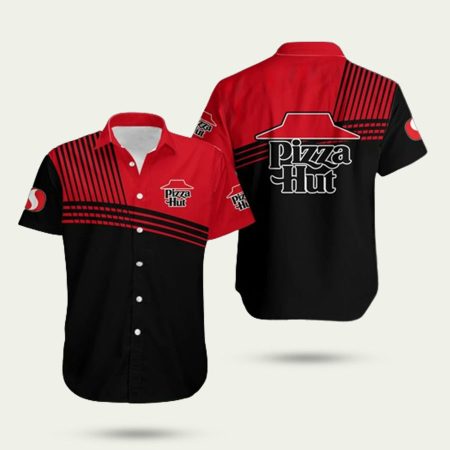 Pizza hut black and red hawaiian shirt