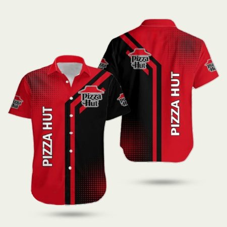 Pizza hut Logo Halftone Black And Red hawaiian shirt