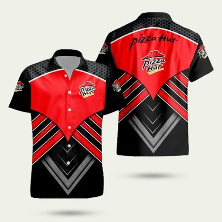 Pizza hut red and black logo hawaiian shirt