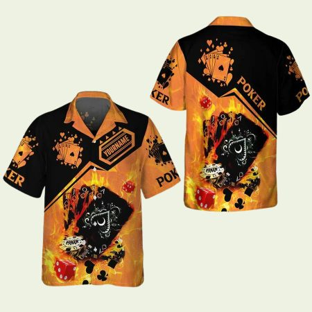 Poker Royal Flush On Fire Hawaiian Shirt