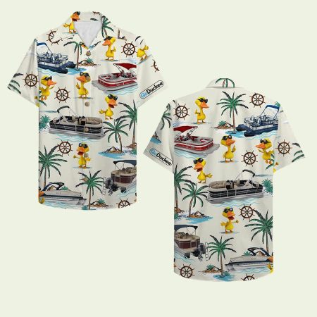 Pontoon Boat Duck Pattern Hawaiian Shirt