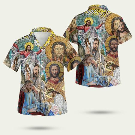 Portrait of Jesus Stained Glass Hawaiian Shirt