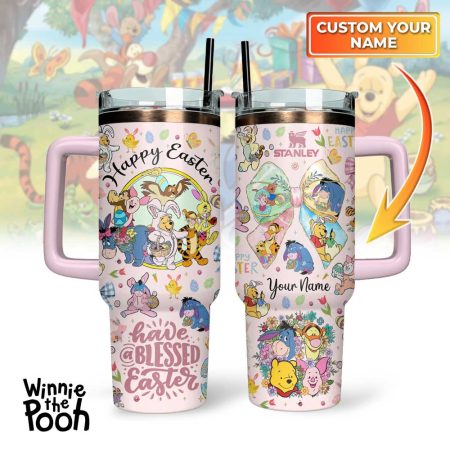 Winnie The Pooh x Happy Easter Cartoon Custom Stanley Cup 40 oz 30 oz Tumbler With Handle