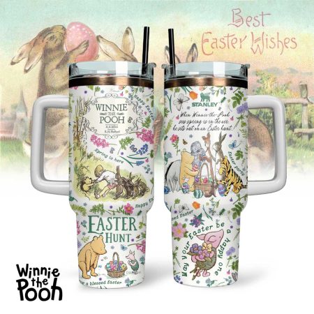 Winnie The Pooh x Happy Easter Cartoon Custom Stanley Cup 40 oz 30 oz Tumbler With Handle