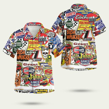 Racing Car Labeling Hawaiian Shirt