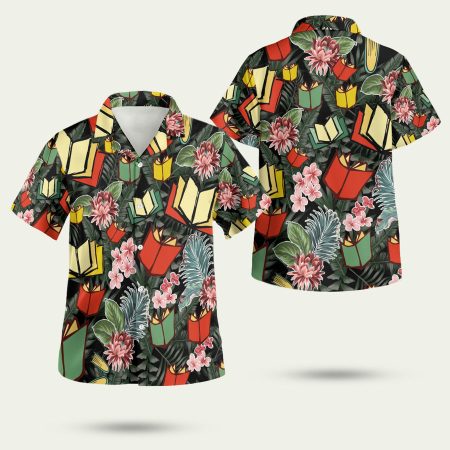 Reading book lover tropical polyester Hawaiian Shirt