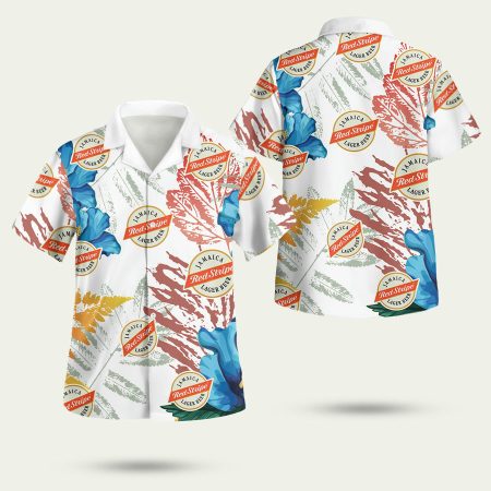 Red Stripe Beer Hawaiian Shirt