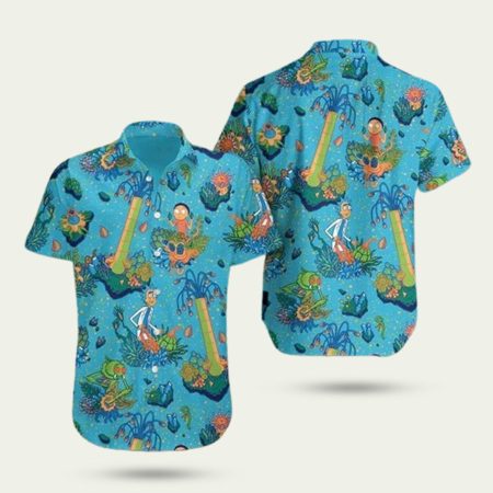 Rick and morty blue beach vacation hawaiian shirt