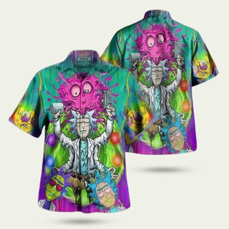 Rick and morty melting world hawaiian shirt