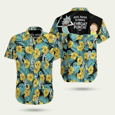 Rock paper scissors rick and morty cartoon movie hawaiian shirt