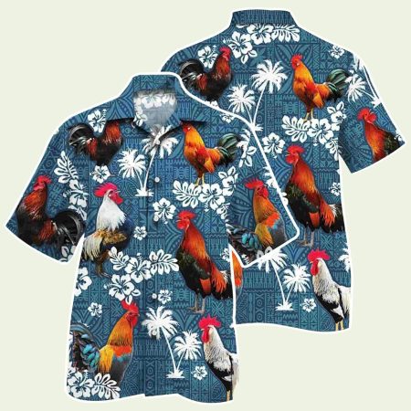 Rooster Tropical Pattern Hawaiian Shirt