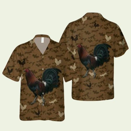 Rooster Retro Pattern Hawaiian Shirt