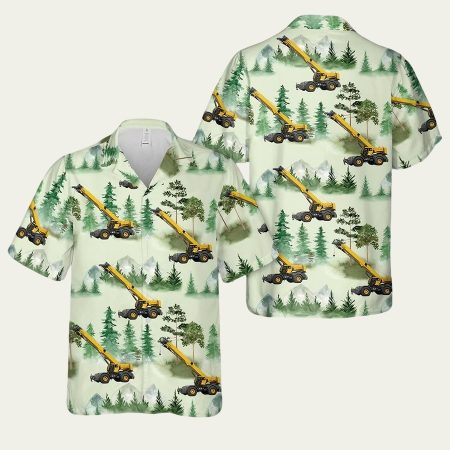 Rough Terrain Crane Construction Vehicle Patrick’s Day Hawaiian Shirt