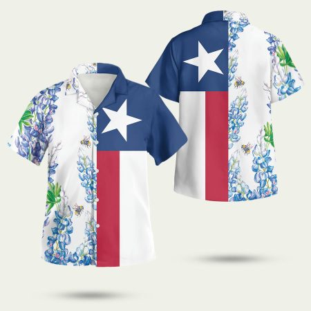 Royal Blue Bluebonnet Texas Hawaiian Shirt