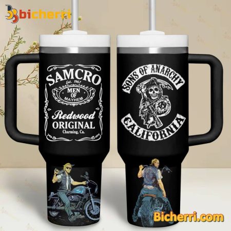 Samcro Bikes Redwood Original Sons Of The Anarchy California 30oz or 40oz Stainless Tumbler With Handle NVA